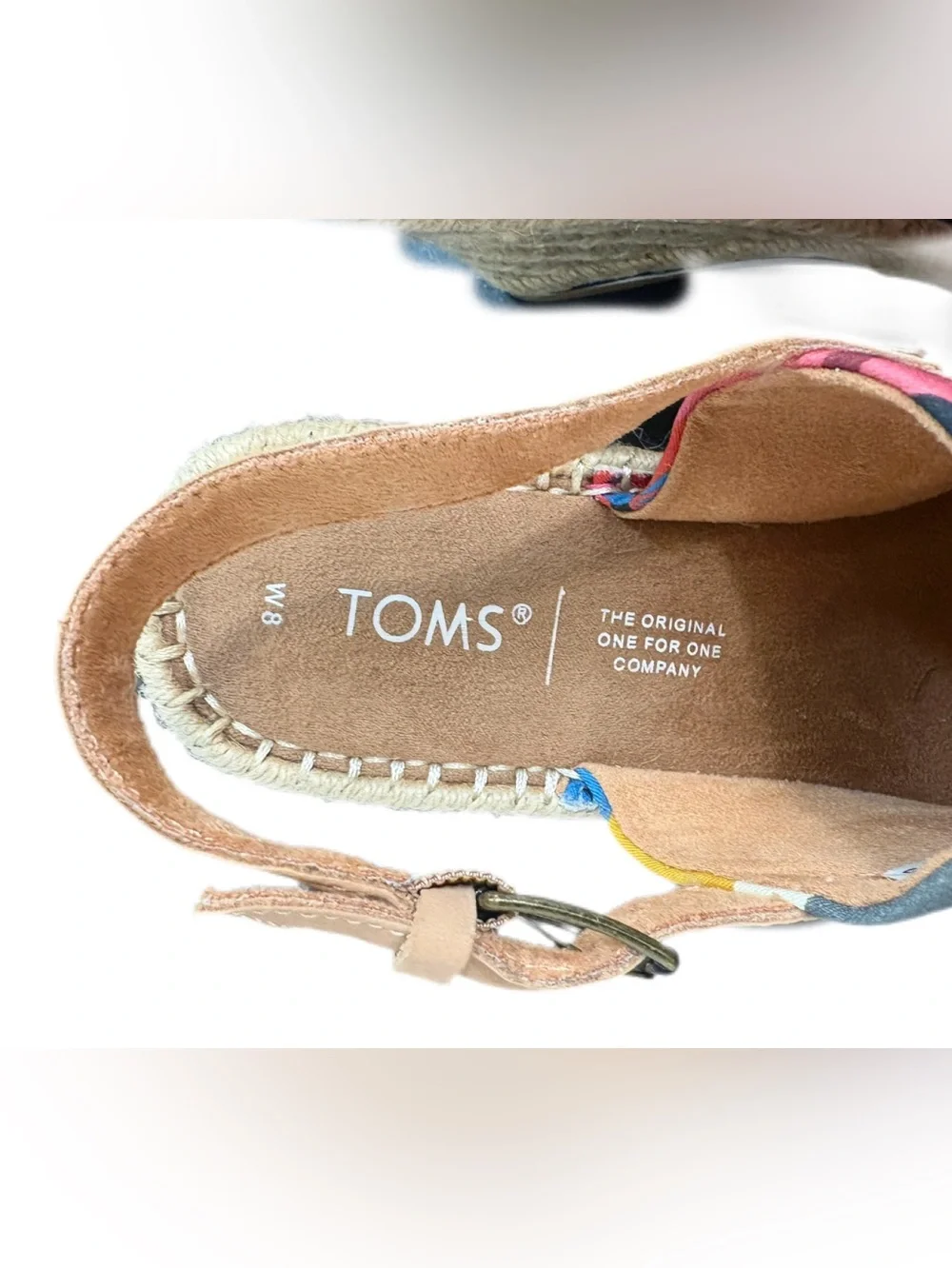 Toms Multicolor Canvas Graphic Espadrille Wedge Sandal Size 8 NWOT